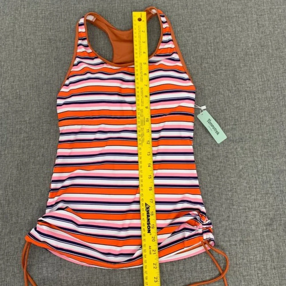 Brand New! Tempotrek Striped Tankini Removable Pads Racerback Swimwear‎ Small